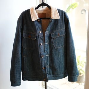 Taylor Stitch greencast denim sherpa fleece lined jacket